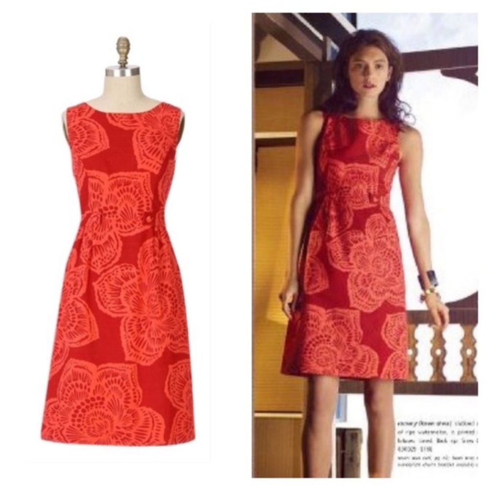 Anthropologie Tabitha Red Romany Flower Dress | 8